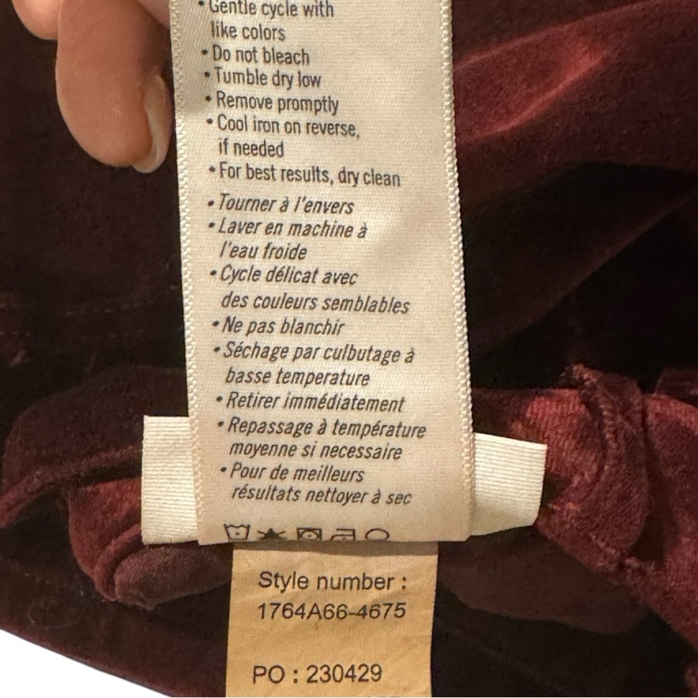 Paige Verdugo Crimson Burgundy Ankle Velvet Skinny Jeans Size 27 EUC - Picture 8 of 8